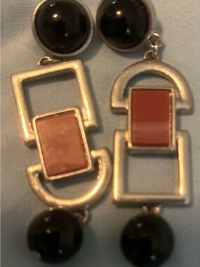 Modern Geometric Drop Earrings in Black and Brown